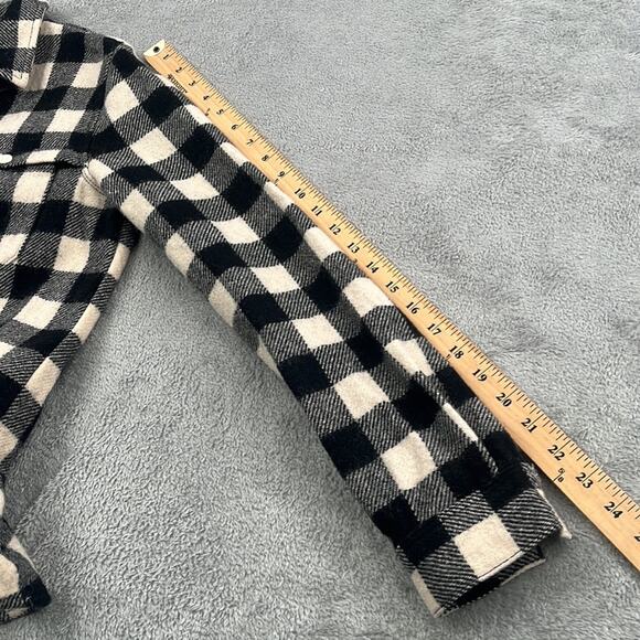 Woolrich S/M Women's Black, Ivory Plaid Shacket Shirt Jacket Wool Blend Button - Picture 10 of 16